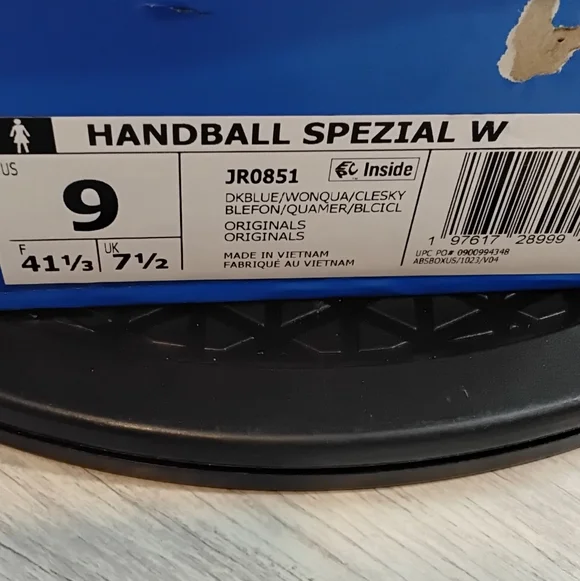 NEW Adidas Womens Handball Spezial Navy Blue Pink Stripes Baby Blue Shoes SZ 9 - Picture 14 of 14